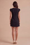 Yellow Floral Cap Sleeves Appliqued Short Cocktail Dress