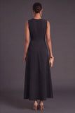 Hot Pink Floral Boat Neck A Line Long Wedding Guest Dress