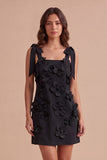 Pink Floral Bodycon Square Neck Short Cocktail Dress with Bows