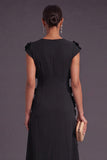 Yellow Floral A Line Round Neck Long Formal Dress