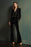 Royal Blue Velvet Double Breasted 2 Piece Women Prom Suits