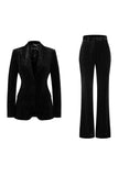 Sparkly 2 Piece Dark Green Peak Lapel Women Prom Suits