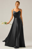 A Line Green Cowl Neck Bridesmaid Dress with Sequins