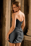 Sparkly Grey Silver Corset Bodycon Short Cocktail Dress with Beading