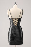 Golden Spaghetti Straps Bodycon Prom Dress with Sequins