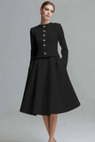 Ivory 2 Piece Midi A Line Tweed Outfits with Buttons