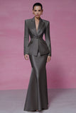 Ivory 2 Piece Peak Lapel Mermaid Long Sleeves Business Suits