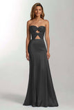 Dark Green Mermaid Sweetheart Satin Maxi Formal Dress