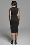 Grey Bodycon Ruched Satin Midi Work Dress with Slit