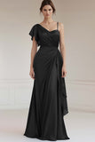 Maxi Peacock Sheath Ruched Satin Formal Dress
