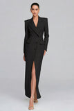 Ivory Single Breasted Sheath Peak Lapel Long Sleeves Blazer Dress
