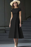 Daffodil A Line Bateau Neck Midi Satin Work Dress