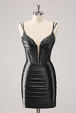 Golden Spaghetti Straps Bodycon Prom Dress with Sequins