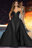 Sparkly Dark Red Sweetheart Sequin Long Red Carpet Dress with Cape