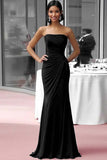 Coffee Strapless Sheath Ruched Floor Length Red Carpet Dress