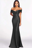 Red Off the Shoulder Mermaid Maxi Formal Dress