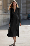 Sky Blue Midi Peak Lapel Pencil One Button Blazer Dress with Sleeves