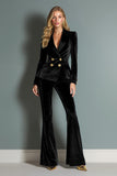 Royal Blue 2 Piece Peak Lapel Velvet Women Prom Formal Suits