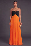 Pink and Orange Front Twisted Sweetheart Pleated Long Formal Dress