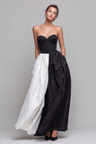 Red and Fuchsia Long Strapless A Line Patchwork Formal Dress