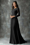 Chiffon A-Line Dusty Blue Applique Long Mother of the Bride Dress