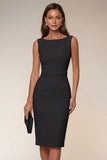 Ivory Bodycon Boat Neck Sleeveless Short Engagement Dress
