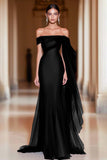 Cabernet Off the Shoulder Sheath Maxi Formal Dress with Ruffles