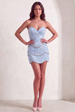 Sparkly Pink Beaded Bodycon Floral Short Cocktail Dress