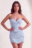 Sparkly Pink Beaded Bodycon Floral Short Cocktail Dress