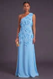 Yellow Floral One Shoulder Sheath Long Formal Dress