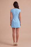Yellow Floral Cap Sleeves Appliqued Short Cocktail Dress