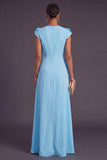 Yellow Floral A Line Round Neck Long Formal Dress