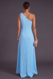 Yellow Floral One Shoulder Sheath Long Formal Dress
