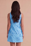 A Line Hot Pink Floral Appliqued Short Cocktail Dress