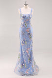 Pink Sparkly Beaded Floral Mermaid Long Prom Dress