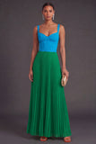 Orange and Fuchsia A Line Pleated Long Formal Dress