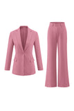Fuchsia 2 Piece Notched Lapel Business Suits with Pockets