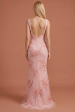 Yellow Beaded Floral Mermaid Appliqued Long Prom Dress