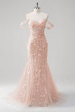 Yellow Sweetheart Corset Applique Mermaid Maxi Prom Dress with Beading