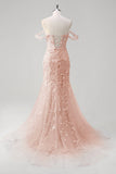 Yellow Sweetheart Corset Applique Mermaid Maxi Prom Dress with Beading