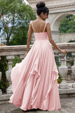 Matcha Corset A-Line Chiffon Bridesmaid Dress with Lace Up