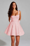 Sparkly Ivory A Line Square Neck Sequin Little White Dress with Bow