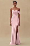 Chiffon Purple Ruched Sheath Formal Dress with Slit