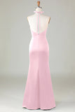 Mermaid Halter Dark Green Bridesmaid Dress
