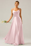 A Line Green Cowl Neck Bridesmaid Dress with Sequins