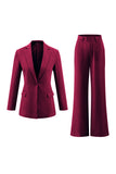 Fuchsia 2 Piece Notched Lapel Business Suits with Pockets