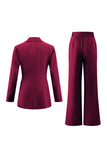 Fuchsia 2 Piece Notched Lapel Business Suits with Pockets