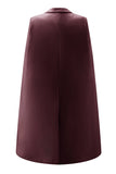 White Satin Peak Lapel Short Work Blazer Dress with Cape