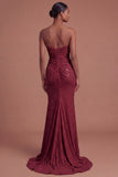 Sweetheart Beaded Mermaid Ruched Long Prom Dress with Slit