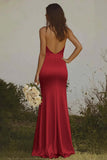 Elegant Light Yellow Sheath Halter Maxi Satin Bridesmaid Dress